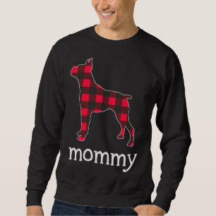 Red Plaid Mama Boxer Hond Kerstmis Bijpassende Fam Trui