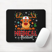 Red Plaid Medical Istant Nurse Reindeer Christmas  Muismat (Met muis)
