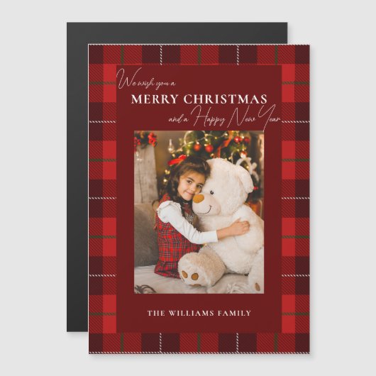 Red Plaid Merry Christmas 1 Foto (Voorkant / Achterkant)