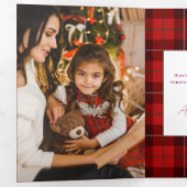 Red Plaid Merry Christmas 1 Foto Drieluik Kaart (Binnenzijde eerst)