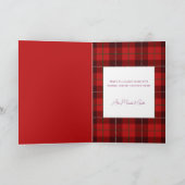 Red Plaid Merry Christmas 1 Foto Feestdagen Kaart (Binnen)