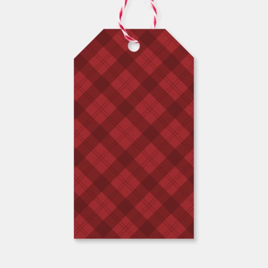 Red Plaid Merry Christmas  Cadeaulabel (Achterkant)
