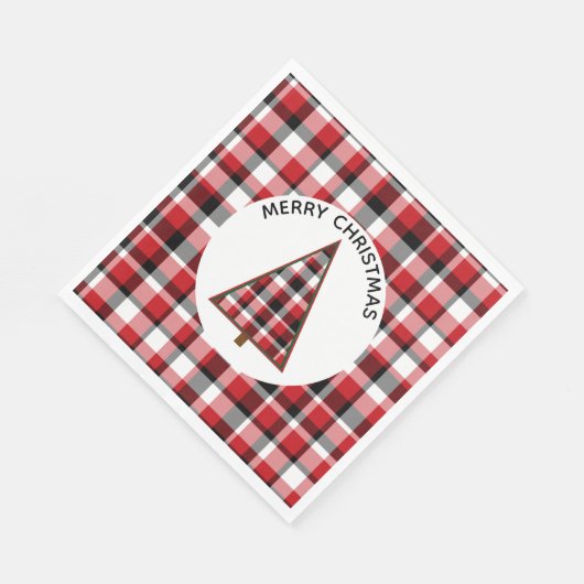 Red Plaid Merry Christmas Paper servetten (Hoek)