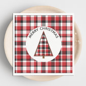 Red Plaid Merry Christmas Paper servetten