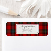 Red Plaid Merry Christmas Return Address Label (Insitu)