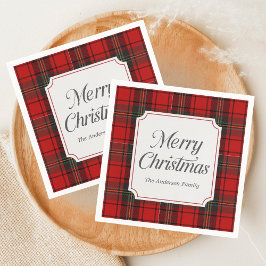Red Plaid Merry Christmas Servet
