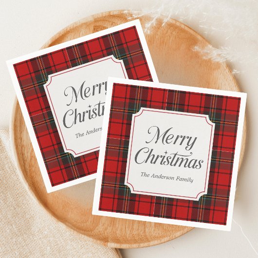 Red Plaid Merry Christmas Servet