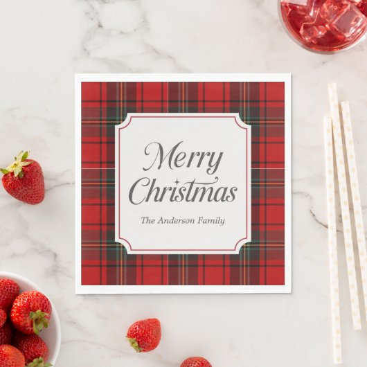 Red Plaid Merry Christmas Servet (Insitu)