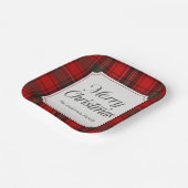Red Plaid Merry Christmas Square Papieren Bordje (Gebogen)