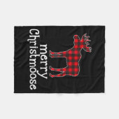 Red Plaid Merry Christmoose Christmas Moose Lovers Fleece Deken (Voorkant (Horizontaal))