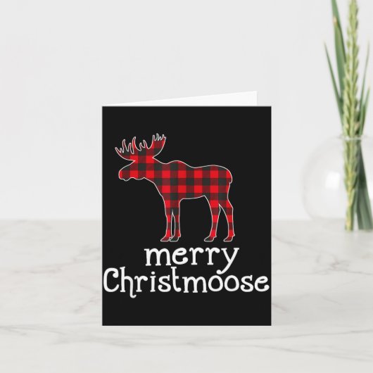 Red Plaid Merry Christmoose Christmas Moose Lovers Kaart (Voorkant)