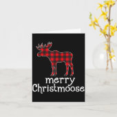 Red Plaid Merry Christmoose Christmas Moose Lovers Kaart (Gele Bloem)