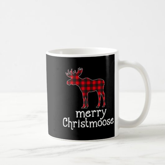 Red Plaid Merry Christmoose Christmas Moose Lovers Koffiemok (Rechts)