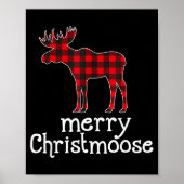 Red Plaid Merry Christmoose Christmas Moose Lovers Poster (Voorkant)