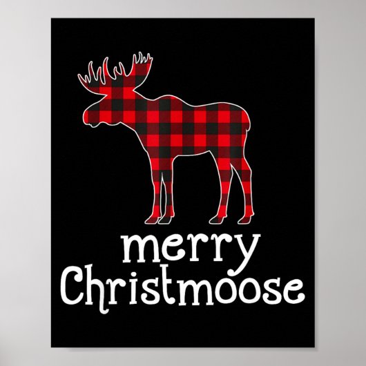 Red Plaid Merry Christmoose Christmas Moose Lovers Poster (Voorkant)