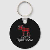 Red Plaid Merry Christmoose Christmas Moose Lovers Sleutelhanger (Voorkant)