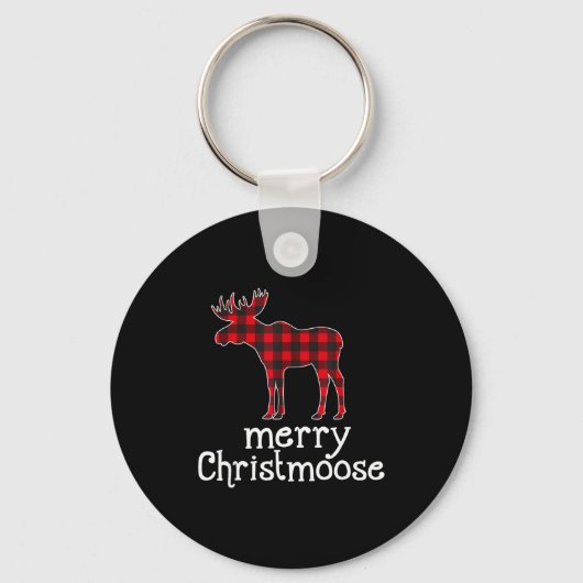 Red Plaid Merry Christmoose Christmas Moose Lovers Sleutelhanger (Voorkant)