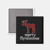 Red Plaid Merry Christmoose Christmas T Shirt Moos Magneet (Voorkant / Achterkant)