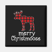 Red Plaid Merry Christmoose Christmas T Shirt Moos Magneet (Voorkant)