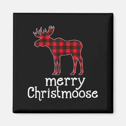 Red Plaid Merry Christmoose Christmas T Shirt Moos Magneet (Voorkant)