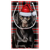 Red Plaid met een Schattigee Black Lab Kersthond Klein Cadeauzakje (Achterkant)