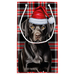 Red Plaid met een Schattigee Black Lab Kersthond Klein Cadeauzakje