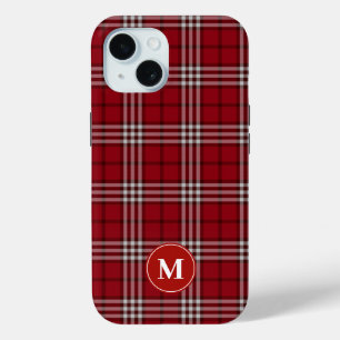 Red Plaid monogram iPhone 15 Case