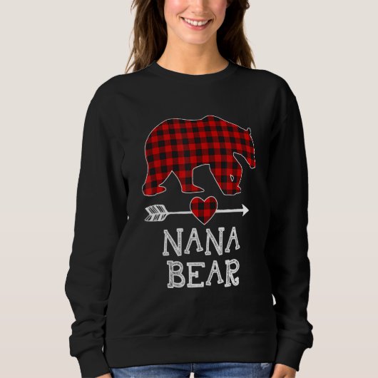 Red Plaid Nana Beer bijpassende pyjama familie Trui (Voorkant)