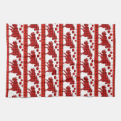 Red Plaid Paarden en Ornamenten Theedoek (Horizontaal)