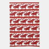 Red Plaid Paarden en Ornamenten Theedoek (Verticaal)