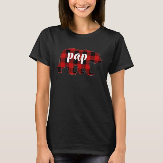 Red Plaid Pap Bear Matching Family Buffalo Christm T-shirt (Voorkant)