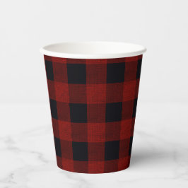 Red Plaid Papieren Bekers