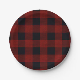 Red Plaid Papieren Bordje