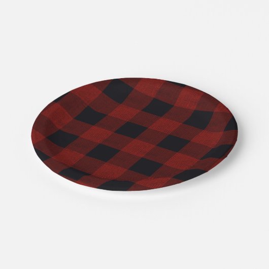 Red Plaid Papieren Bordje (Gekanteld)