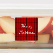 Red plaid pattern with white Merry Christmas text Labels (Aangebracht)