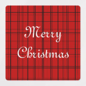 Red plaid pattern with white Merry Christmas text Labels (Design 2)