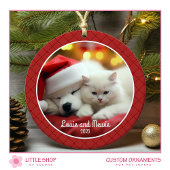 Red Plaid Pet Foto Keramisch Ornament