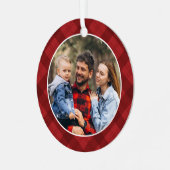 Red Plaid Photo Christmas  Metalen Ornament (Voorkant links)