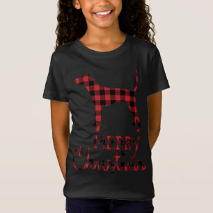 Red Plaid Plott Hound Lover Christmas Matching Fam T-shirt
