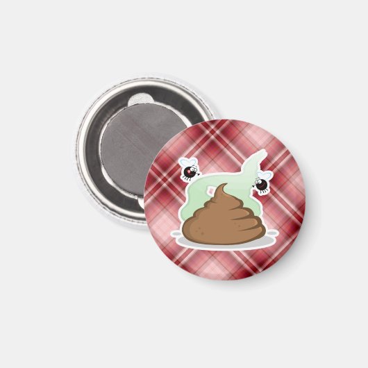 Red Plaid Poop Magneet (Voorkant / Achterkant)