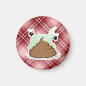 Red Plaid Poop Magneet (Voorkant)