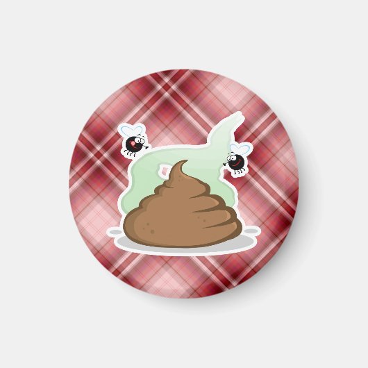 Red Plaid Poop Magneet (Voorkant)