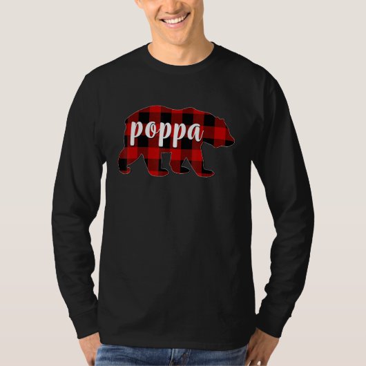 Red Plaid Poppa Bear Matching Family Buffalo Chris T-shirt (Voorkant)
