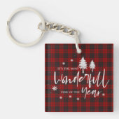 Red Plaid Prachtig Tijd van het Jaar Kerstcadeau Sleutelhanger (Voorkant)