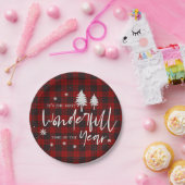 Red Plaid Prachtige tijd van het jaar Kerstfeest Papieren Bordje (Feest)