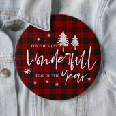 Red Plaid Prachtige tijd van het jaar Kerstfeest Ronde Button 6,0 Cm (In situ)
