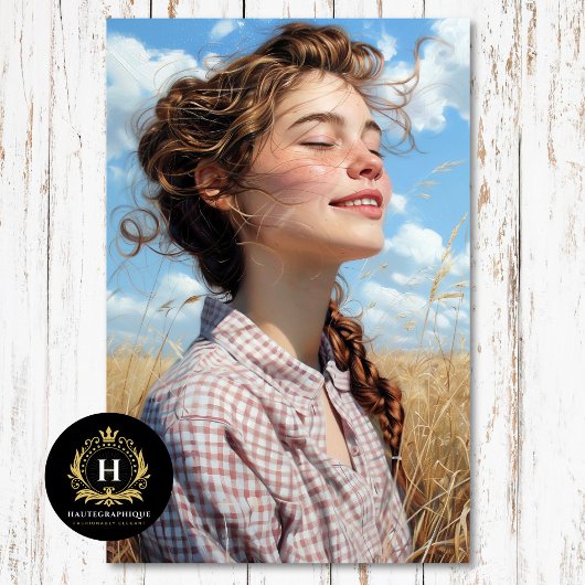 Red Plaid Prairie Girl | vreugdevolle decoupatie Tissuepapier