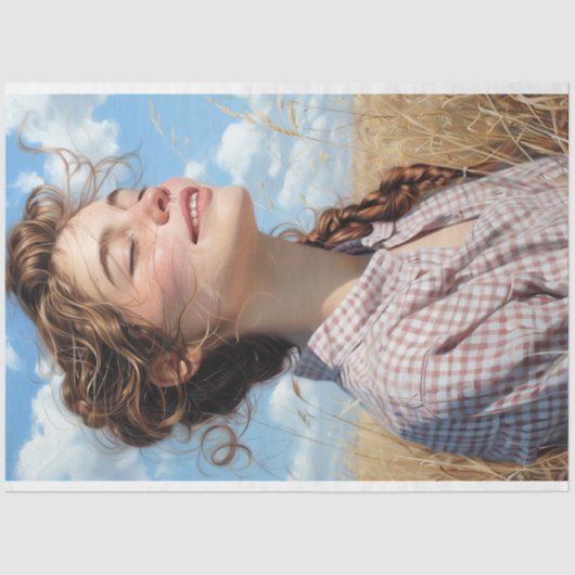 Red Plaid Prairie Girl | vreugdevolle decoupatie Tissuepapier (Voorkant)