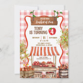 Red Plaid Quirky Apple Orchard Birthday Kaart (Voorkant)