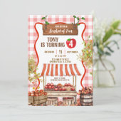 Red Plaid Quirky Apple Orchard Birthday Kaart (Staand voorkant)
